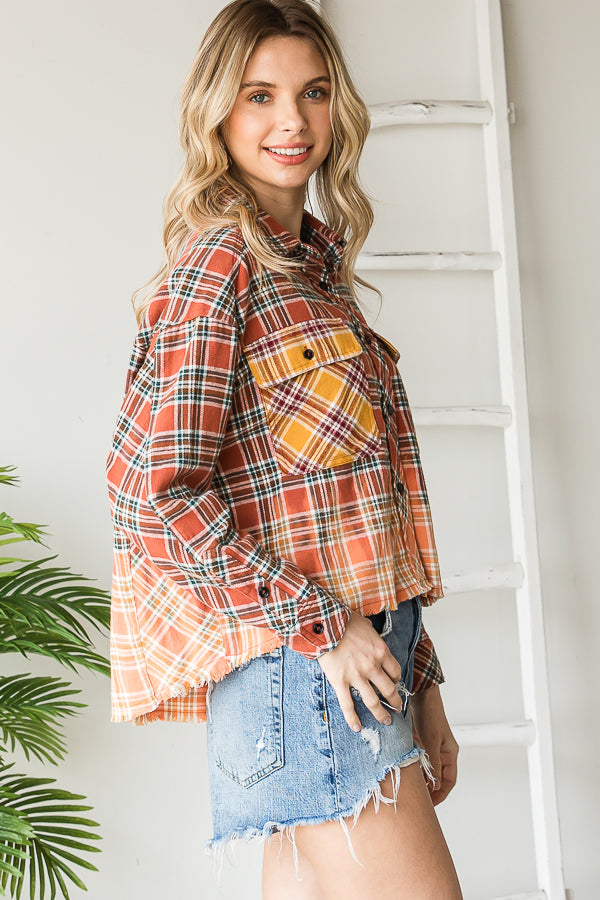 BLEACHED WASHED PLAID SHIRTS