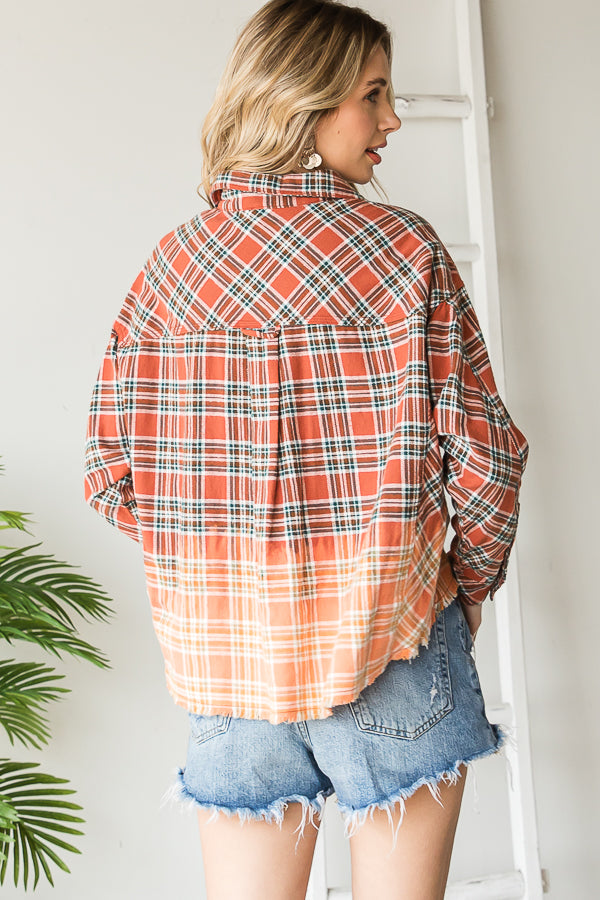 BLEACHED WASHED PLAID SHIRTS