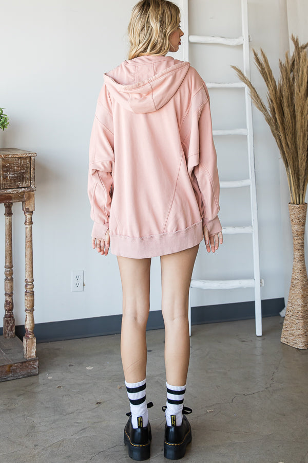 ZIP UP FRONT HOODIE WITH SIDE POCKET
