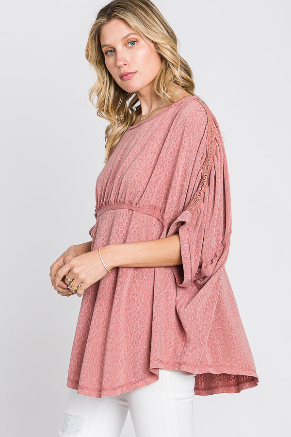 SOLID CINCHED DETAIL OVERSIZED TOP