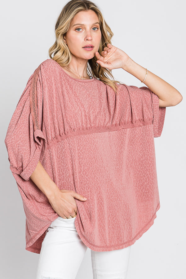 SOLID CINCHED DETAIL OVERSIZED TOP