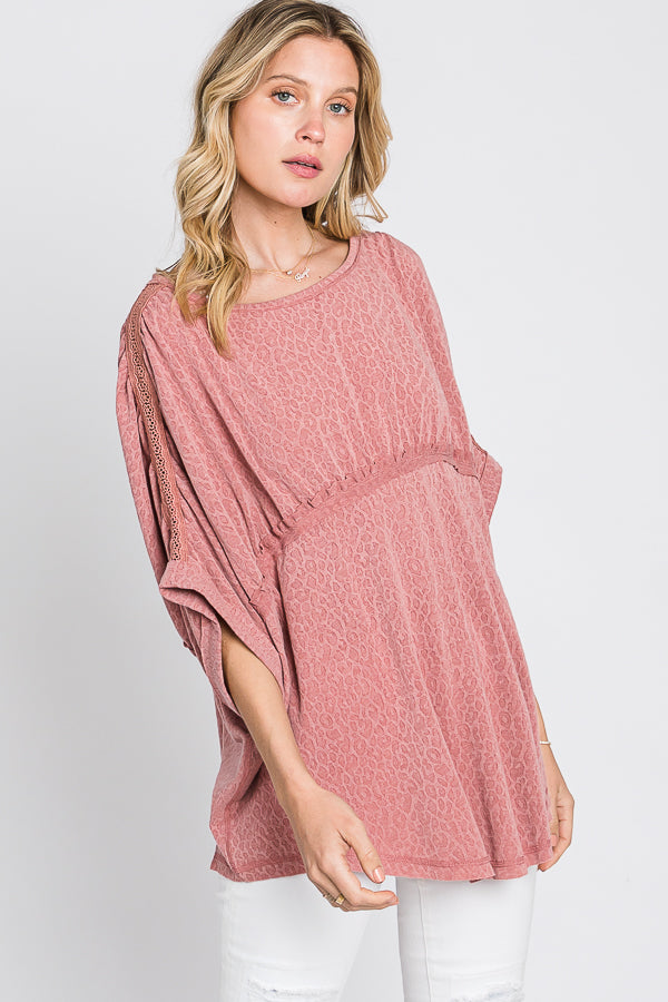 SOLID CINCHED DETAIL OVERSIZED TOP
