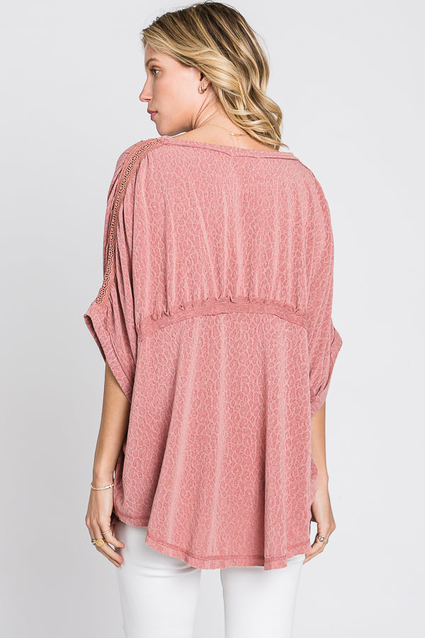 SOLID CINCHED DETAIL OVERSIZED TOP