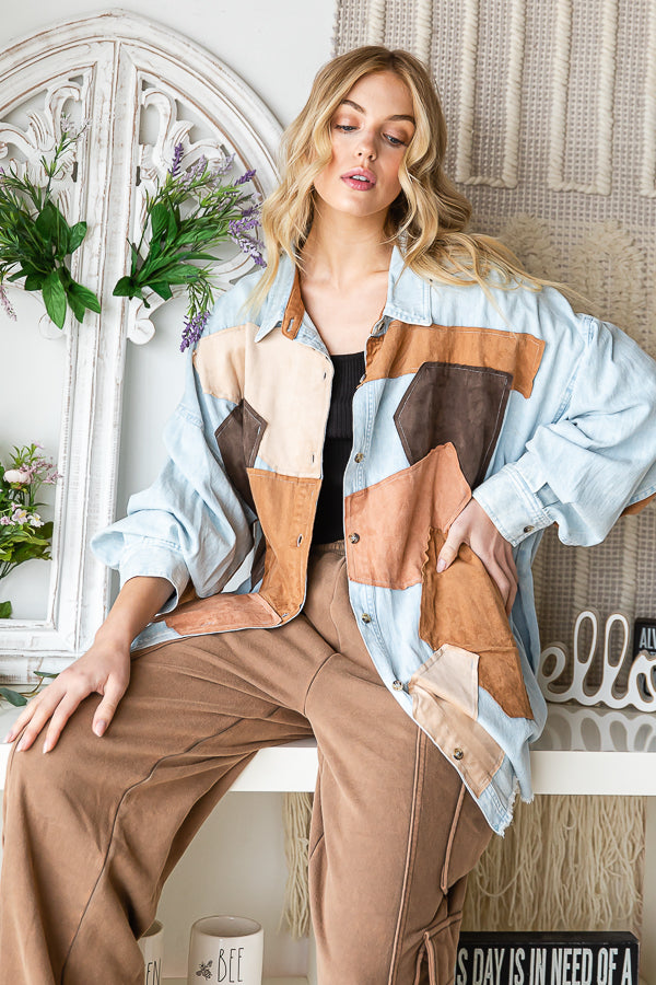 COLOR PATCH DETAILS OVERSIZED SHIRT