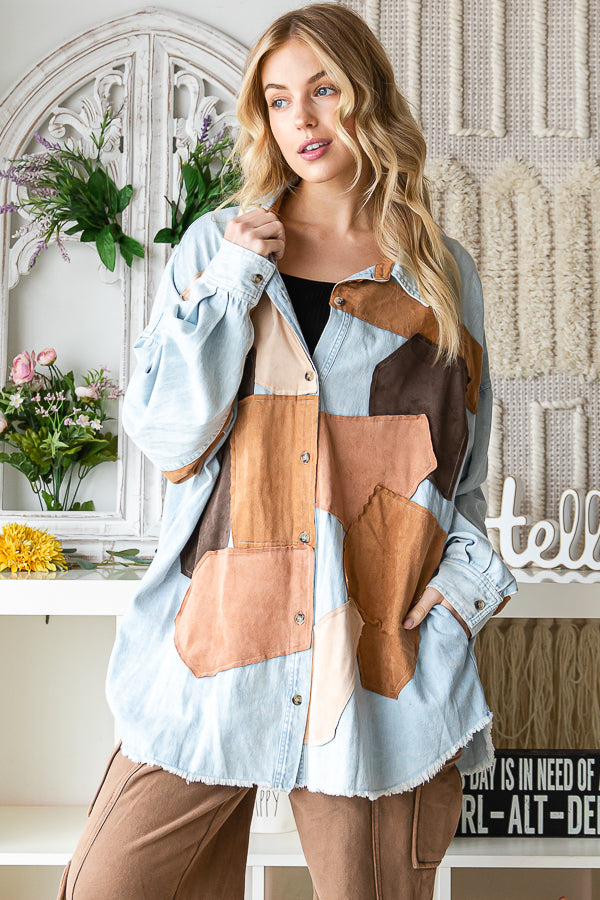 COLOR PATCH DETAILS OVERSIZED SHIRT