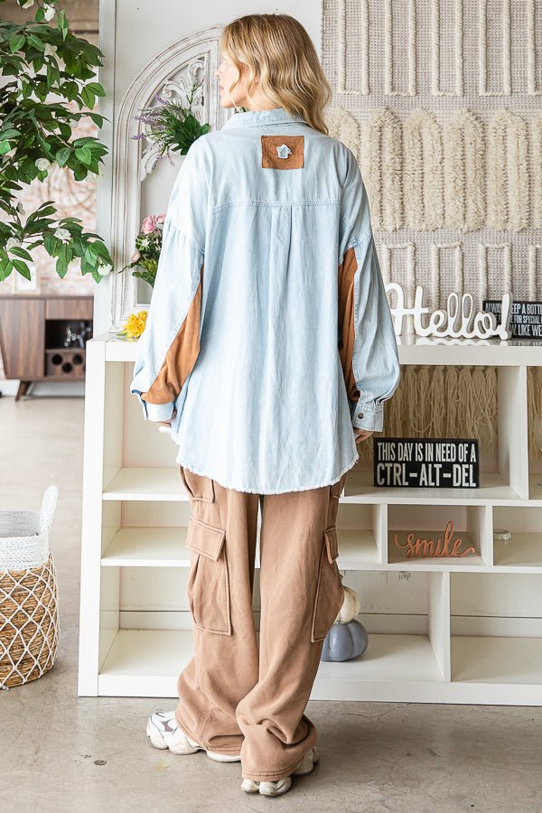 COLOR PATCH DETAILS OVERSIZED SHIRT