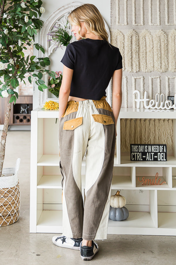 COLORBLOCK MULTI POCKET CARGO PANTS