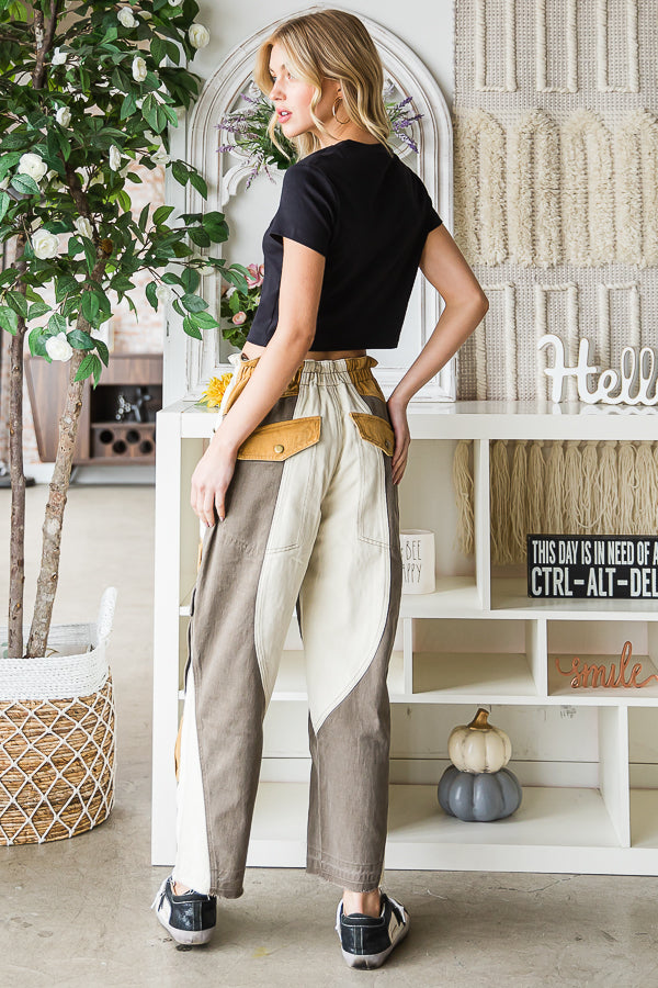COLORBLOCK MULTI POCKET CARGO PANTS