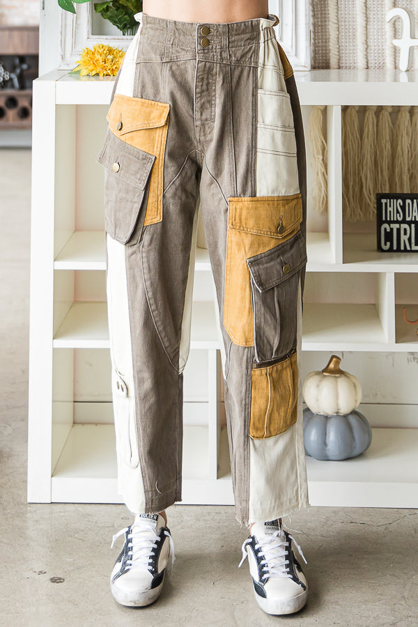 COLORBLOCK MULTI POCKET CARGO PANTS