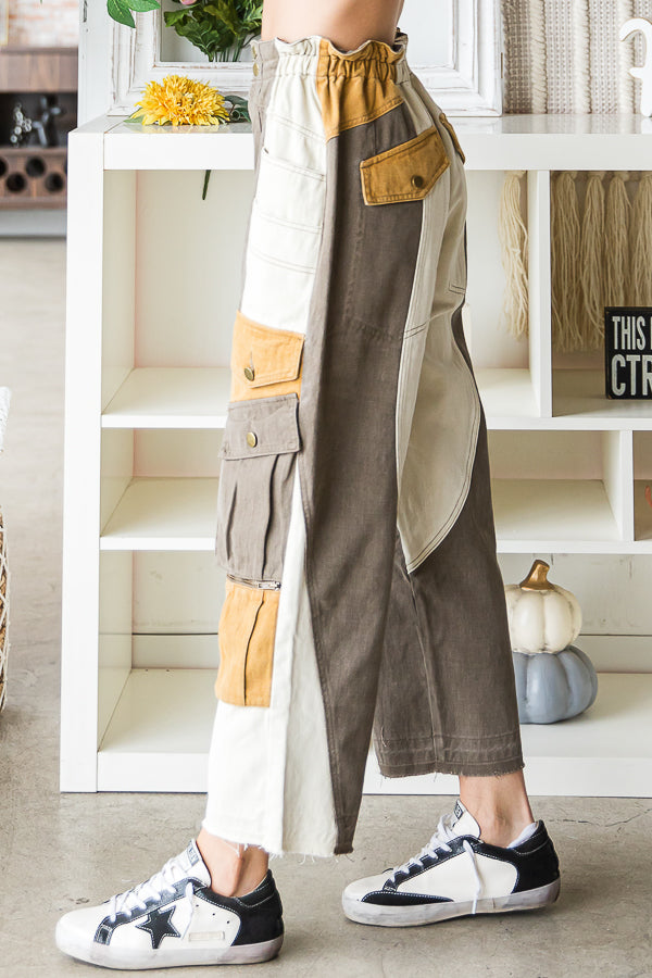 COLORBLOCK MULTI POCKET CARGO PANTS