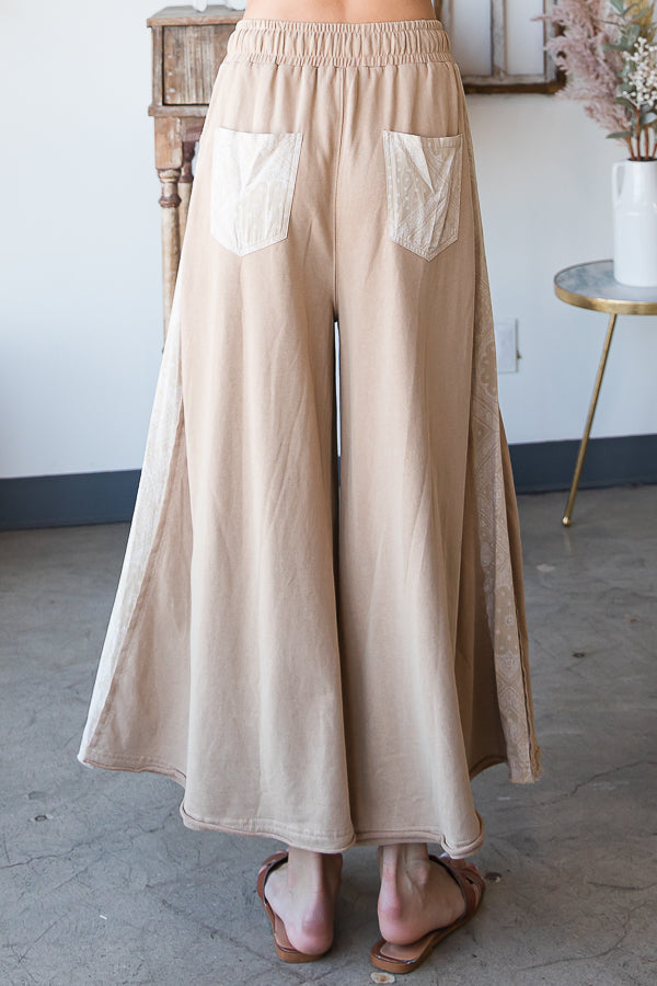 MINERAL WASHED WIDE LEG PANTS
