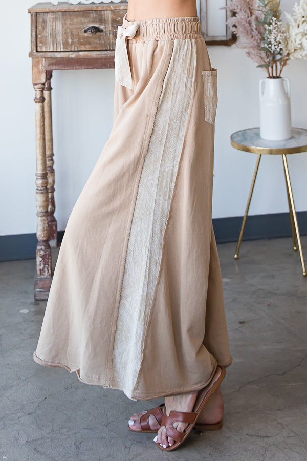 MINERAL WASHED WIDE LEG PANTS