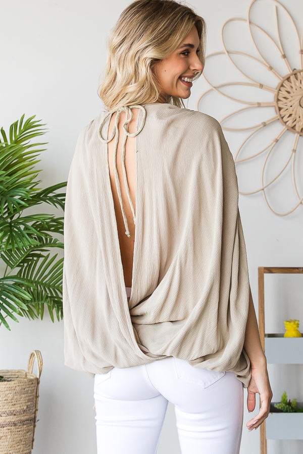 RUCHED SHIRRING SHOULDER DETAIL OVERLAP TOP