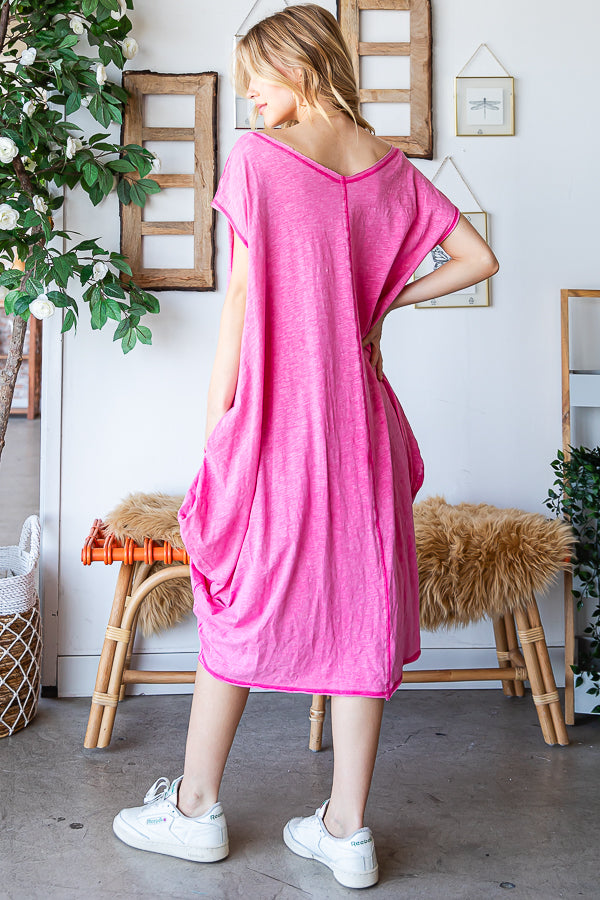 CINCHED FRONT COCOON SLEEVELESS LONG TOP