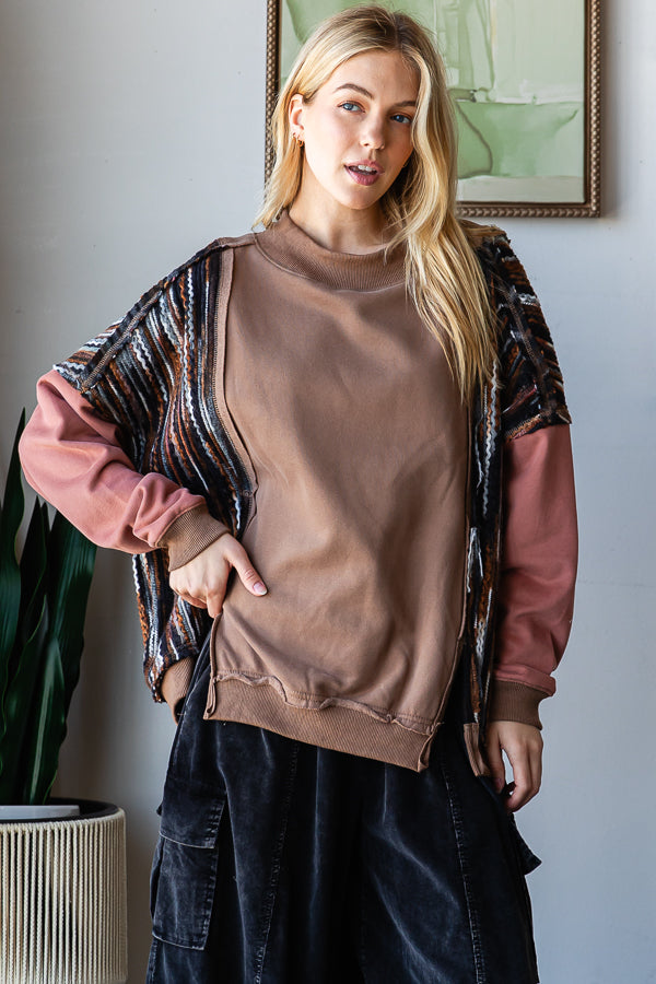 SWEATER DETAIL FUNNEL NECK DROP SHOULDER PULLOVER