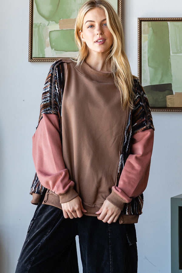 SWEATER DETAIL FUNNEL NECK DROP SHOULDER PULLOVER