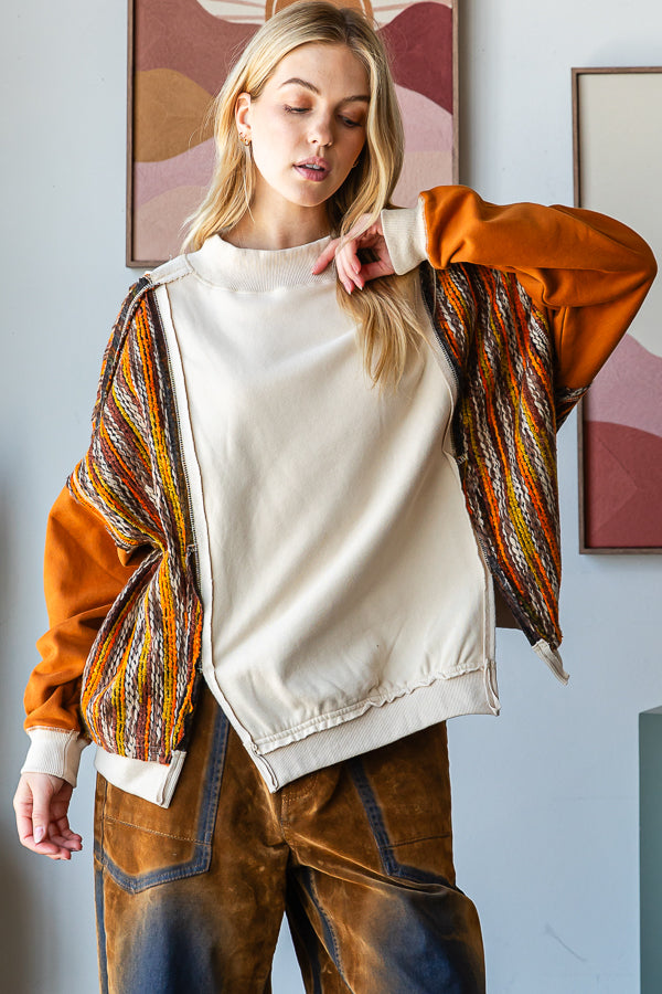 SWEATER DETAIL FUNNEL NECK DROP SHOULDER PULLOVER