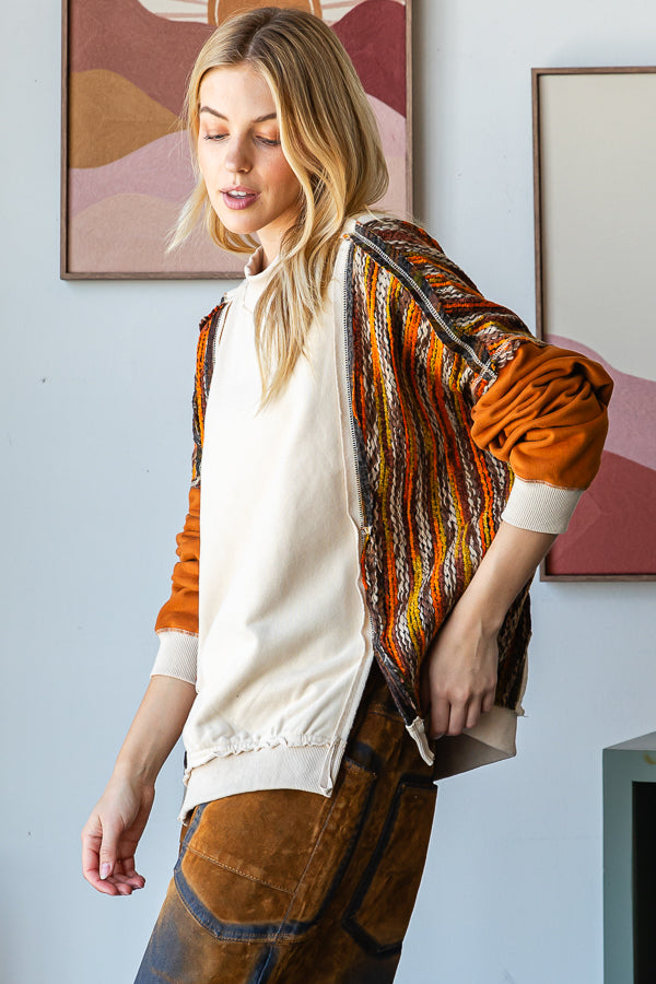 SWEATER DETAIL FUNNEL NECK DROP SHOULDER PULLOVER