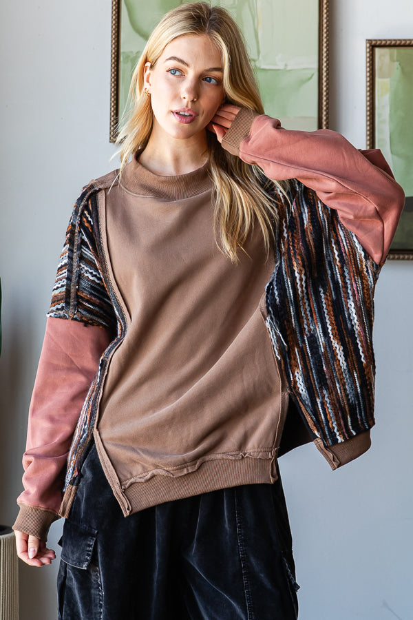 SWEATER DETAIL FUNNEL NECK DROP SHOULDER PULLOVER