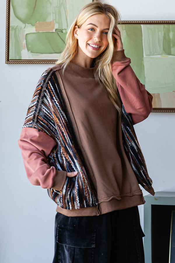 SWEATER DETAIL FUNNEL NECK DROP SHOULDER PULLOVER
