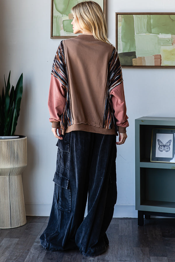 SWEATER DETAIL FUNNEL NECK DROP SHOULDER PULLOVER