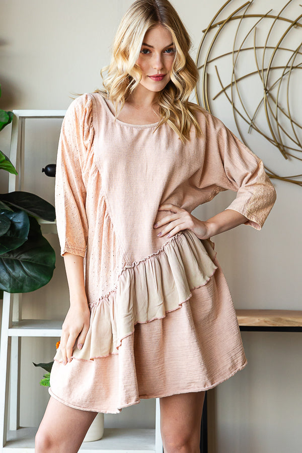 WASHED RUFFLE TIERED HEM TOP