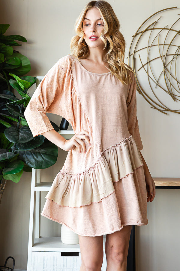 WASHED RUFFLE TIERED HEM TOP