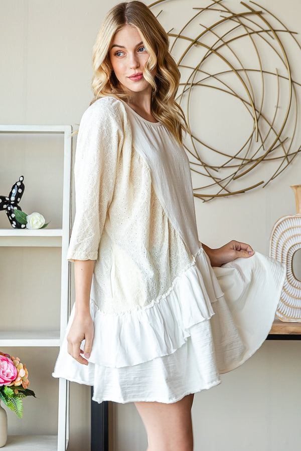 WASHED RUFFLE TIERED HEM TOP