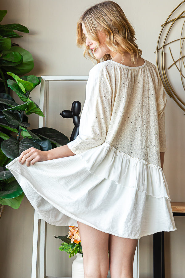 WASHED RUFFLE TIERED HEM TOP