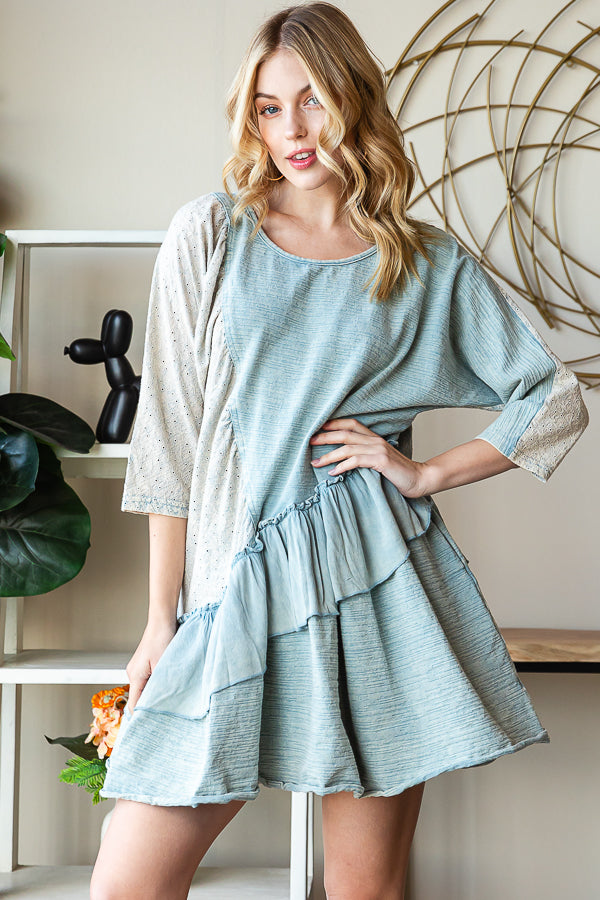 WASHED RUFFLE TIERED HEM TOP
