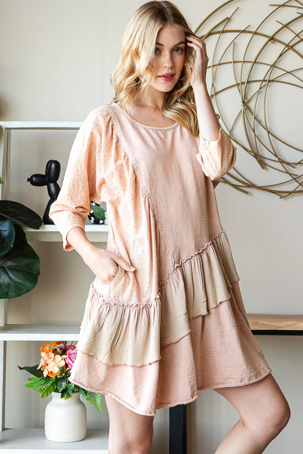 WASHED RUFFLE TIERED HEM TOP
