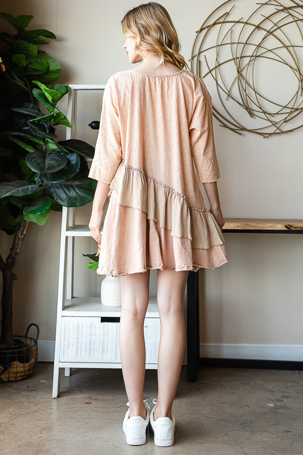 WASHED RUFFLE TIERED HEM TOP