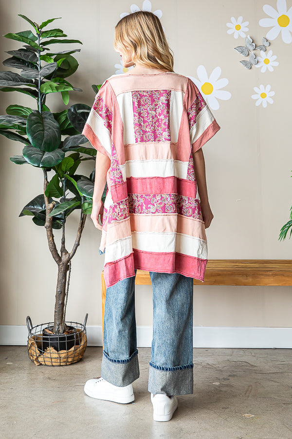 WASHED SQUARE PATCHWORK OVERSIZED TEE
