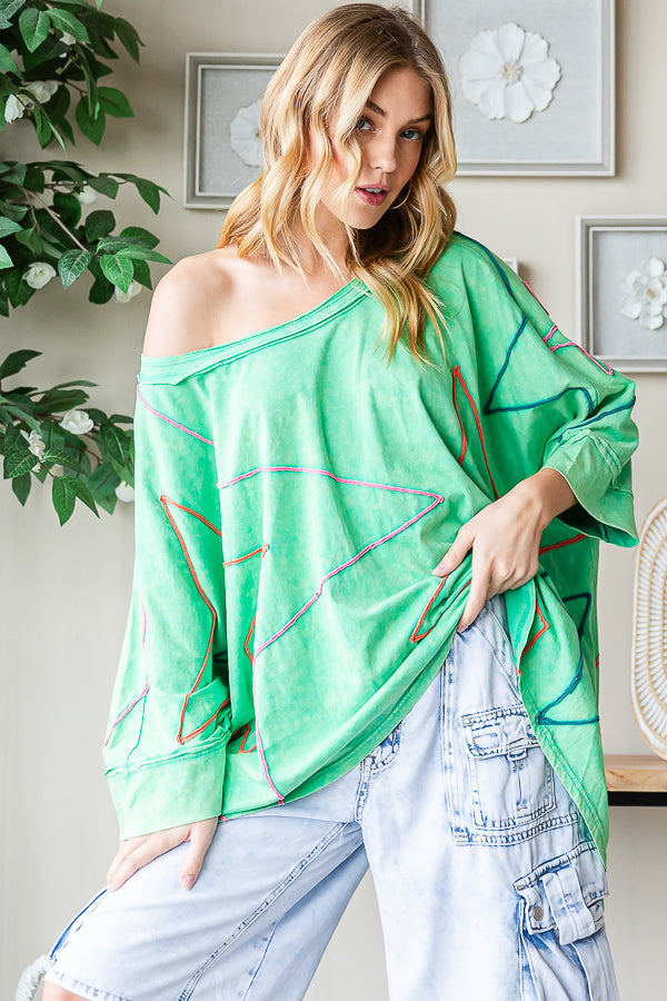 BIG STAR DETAIL SHARKBITE HEM OVERSIZED TEE