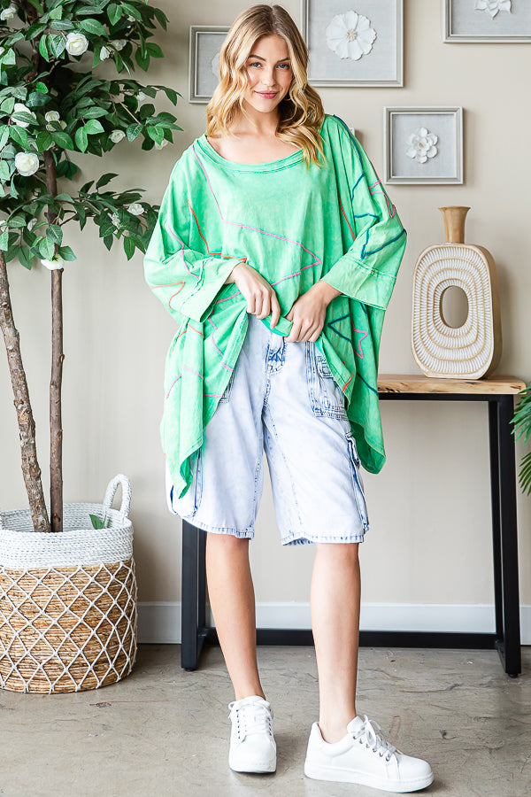 BIG STAR DETAIL SHARKBITE HEM OVERSIZED TEE