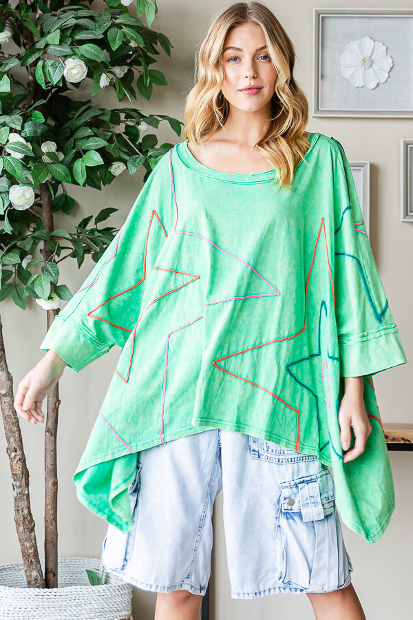 BIG STAR DETAIL SHARKBITE HEM OVERSIZED TEE