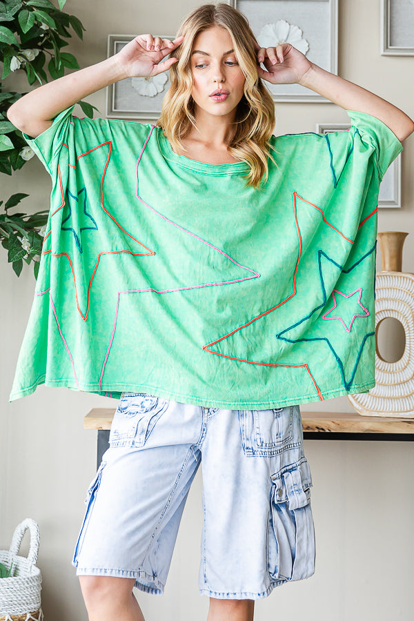 BIG STAR DETAIL SHARKBITE HEM OVERSIZED TEE