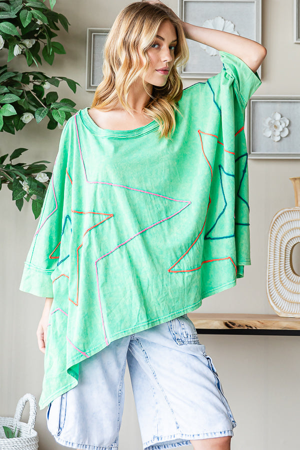 BIG STAR DETAIL SHARKBITE HEM OVERSIZED TEE