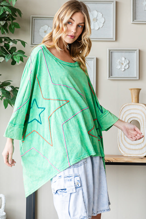BIG STAR DETAIL SHARKBITE HEM OVERSIZED TEE