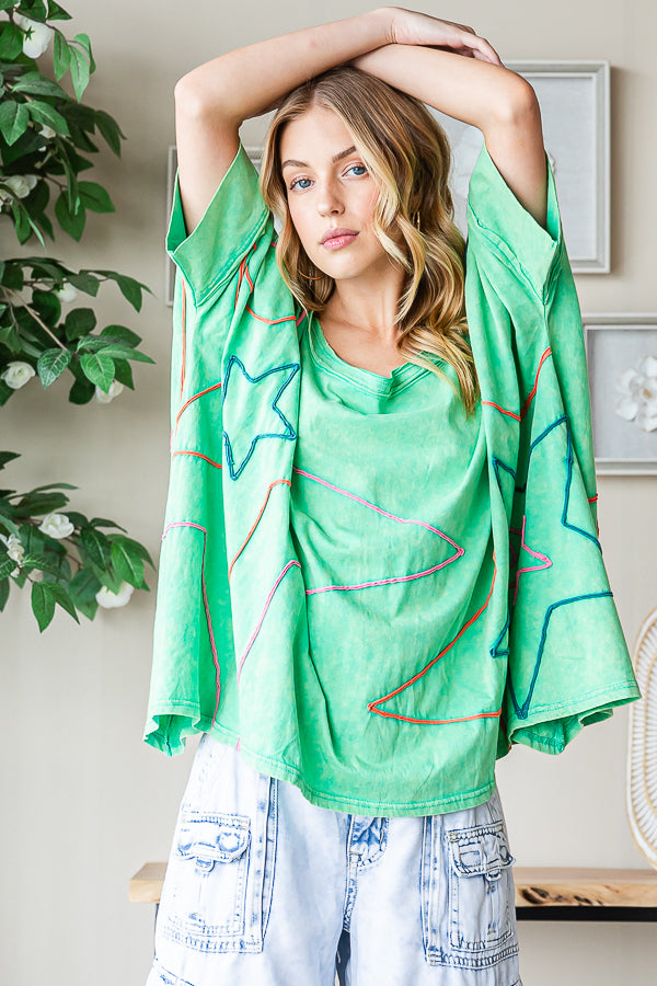 BIG STAR DETAIL SHARKBITE HEM OVERSIZED TEE