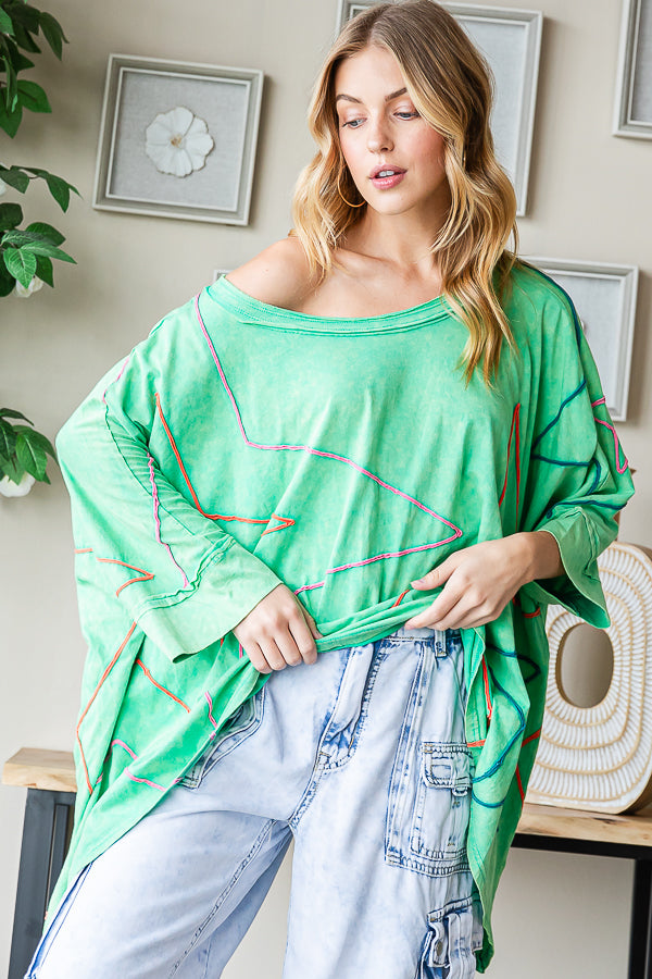BIG STAR DETAIL SHARKBITE HEM OVERSIZED TEE