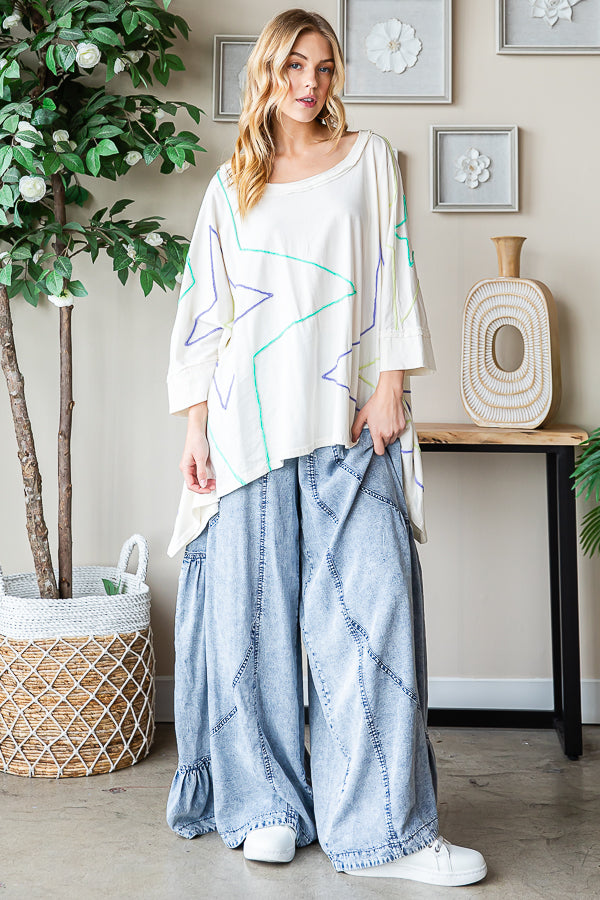 BIG STAR DETAIL SHARKBITE HEM OVERSIZED TEE