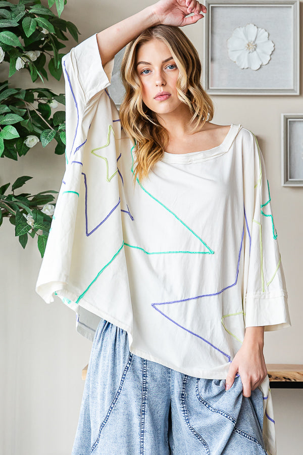 BIG STAR DETAIL SHARKBITE HEM OVERSIZED TEE