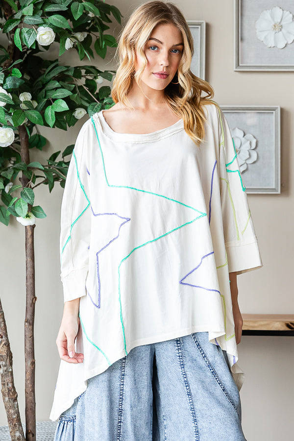 BIG STAR DETAIL SHARKBITE HEM OVERSIZED TEE