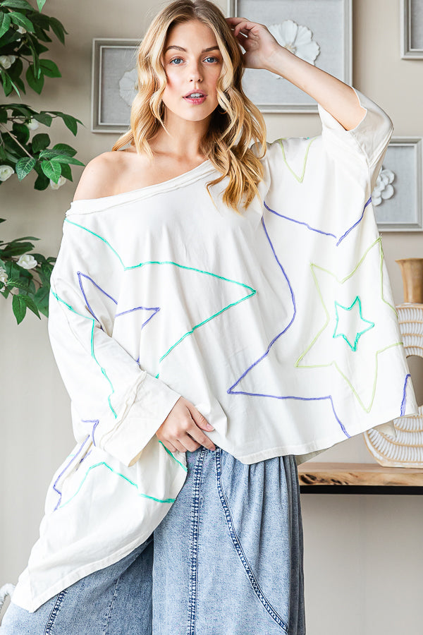 BIG STAR DETAIL SHARKBITE HEM OVERSIZED TEE