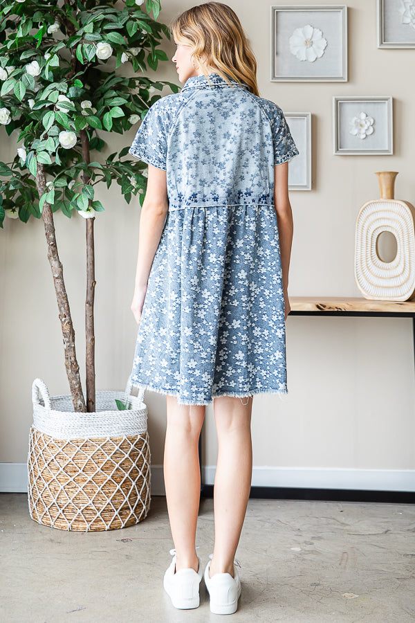 WASHED BUTTON FRONT SHORT SLEEVE TUNIC SHIRT