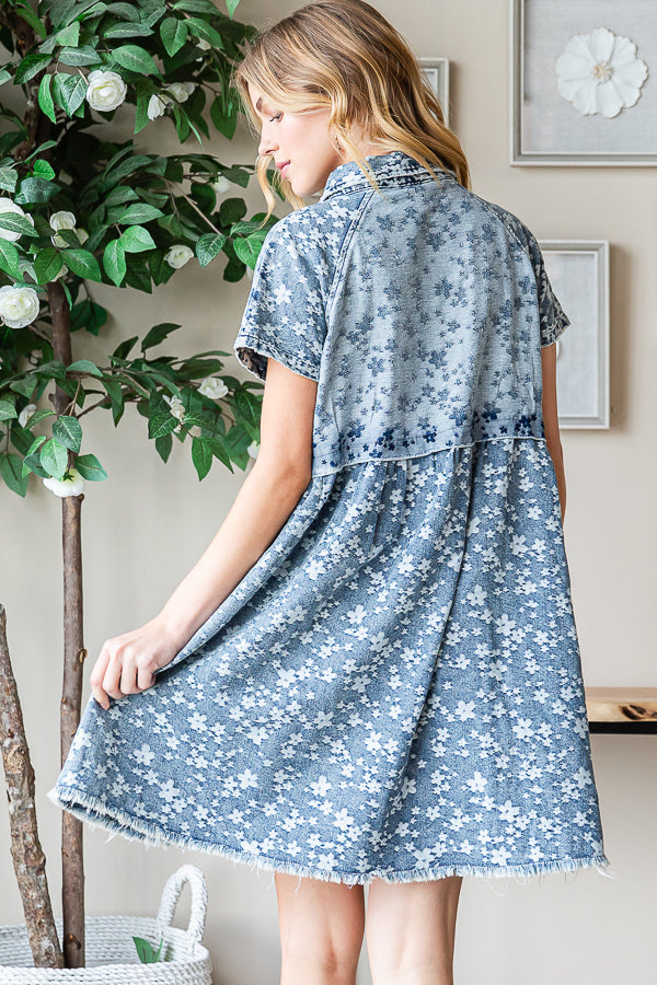 WASHED BUTTON FRONT SHORT SLEEVE TUNIC SHIRT
