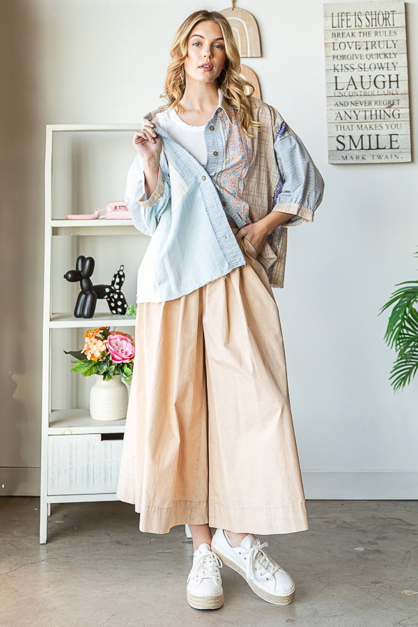 PATCHWORK BUTTON FRONT SHIRT