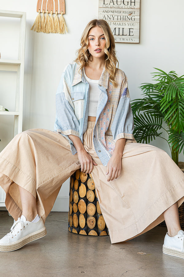 PATCHWORK BUTTON FRONT SHIRT