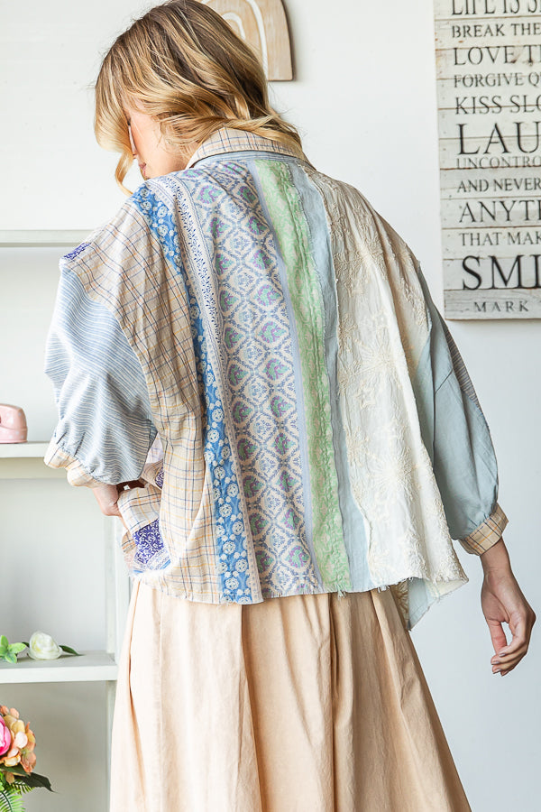 PATCHWORK BUTTON FRONT SHIRT